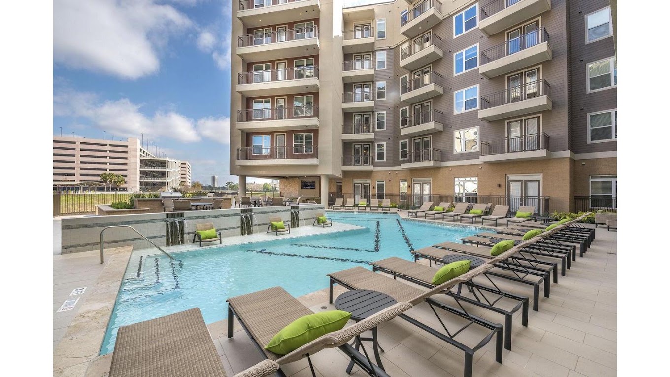 Renovated apartment community pool and amenity deck